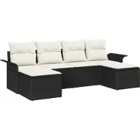 vidaXL Gartensofa-set 6 stk. Schwarz Poly-Rattan