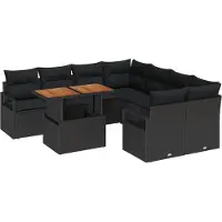 vidaXL Gartensofa-set 9 stk. 8-Sitzanzahl Schwarz und Braun