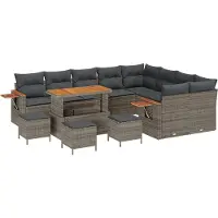 vidaXL Gartensofa-set 14 stk. 10-Sitzanzahl Grau Poly-Rattan