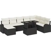 vidaXL Gartensofa-set 9 Stk. Schwarz Poly Rattan
