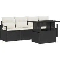 vidaXL Gartensofa-set 5 stk. 4-Sitzanzahl Schwarz und Creme