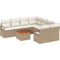 vidaXL Gartensofa-set 9 Stk. Beige und Creme Poly-Rattan
