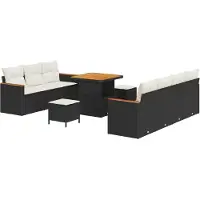 vidaXL Gartensofa-set 14 stk. 9-Sitzanzahl Schwarz und Creme