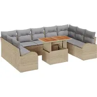 vidaXL Garten-Sofa-Set 10 stk. Beige Poly Rattan