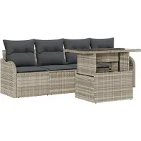 vidaXL Gartensofa-set 5 stk. 4-Sitzanzahl Hellgrau Poly Rattan