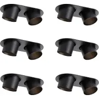 QAZQA - Modern Set mit 6 Einbaustrahlern schwarz GU10 70mm neigbar 2-Licht - Installa I Wohnzimmer I Schlafzimmer - Aluminium Oval - LED geeignet GU10