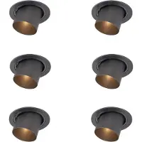 QAZQA - Modern Set mit 6 modernen Einbaustrahlern Gunmetal GU10 50mm Rund Kippbar - Installa I Wohnzimmer I Schlafzimmer - Aluminium Rund - LED geeignet GU10
