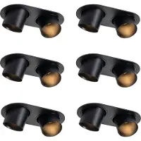 QAZQA - Modern Set mit 6 Einbauspots schwarz GU10 50mm 2-flammig - Installa I Wohnzimmer I Schlafzimmer - Metall Oval I Rund - LED geeignet GU10