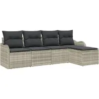 vidaXL Gartensofa-set 5 Stk. Hellgrau Poly-Rattan