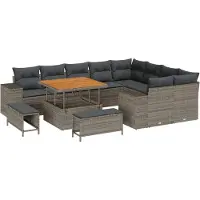 vidaXL Gartensofa-set 12 stk. 9-Sitzanzahl Grau Poly-Rattan