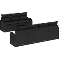 vidaXL Gartensofa-set 8 stk. 7-Sitzanzahl Schwarz