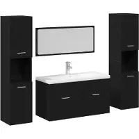 vidaXL Badezimmermöbel-Set 4 stk. Schwarz Eichen-Optik