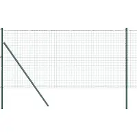 vidaXL Bodenmontierter Euro-Zaun 25 x 1 m PVC-beschichteter Stahl Grün
