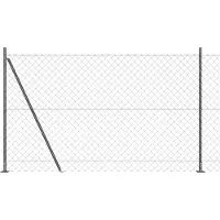 vidaXL Maschendrahtzaun mit Betonsockel 25 x 1,6 m Grau Netz