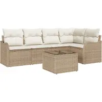 vidaXL Gartensofa-set 6 stk. Beige Poly-Rattan
