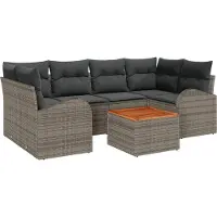 vidaXL Gartensofa-set 7 stk. Grau Poly-Rattan