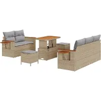 vidaXL Gartensofa-set 10 stk. 7-Sitzanzahl Beige und Hellgrau
