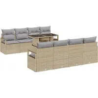 vidaXL Gartensofa-set mit Kissen 9 pcs Beige und Hellgrau Poly-Rattan
