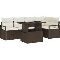 vidaXL Gartensofa-set 6 stk. 5-Sitzanzahl Braun Poly Rattan