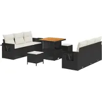 vidaXL Gartensofa-set 9 stk. 6-Sitzanzahl Schwarz und Creme