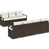 vidaXL Gartensofa-set 8 stk. 7-Sitzanzahl Braun und Creme Poly-Rattan
