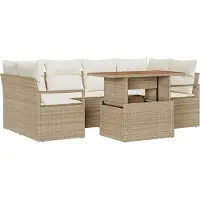 vidaXL Garten-Sofa-Set 7 stk. 6-Sitzanzahl Beige und Creme