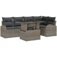 vidaXL Gartensofa-set mit Kissen mit Speicher 6 pcs Grau Poly Rattan