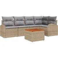 vidaXL Gartensofa-set 6 stk. Beige und Hellgrau Poly-Rattan