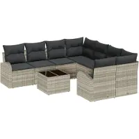 vidaXL Sofa Set 9 stk. 8-Sitzanzahl Hellgrau und Dunkelgrau