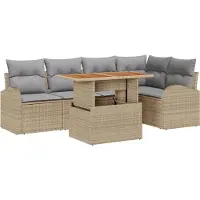 vidaXL Garten-Sofa-Set 6 stk. Beige Poly Rattan