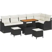 vidaXL Gartensofa-set 9 stk. Schwarz Poly-Rattan