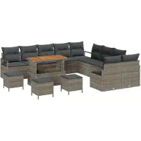 vidaXL Garten-Sofa-Set 13 stk. 12-Sitzanzahl Grau