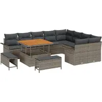 vidaXL Gartensofa-set 12 stk. Grau Poly-Rattan