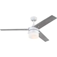 WESTINGHOUSE Deckenventilator Licht 7316640, weiß/birke IP44 7316640, weiß / opal, für Wohn- / Esszimmer, Kunststoff, Modern