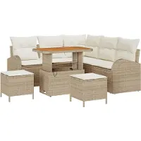 vidaXL Gartensofa-set 8 stk. Beige Poly-Rattan