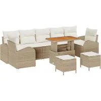 vidaXL Garten-Sofa-Set 10 stk. 9-Sitzanzahl Beige und Creme