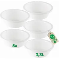Novaliv 5x Spülschüssel Rund 3,3L, D28 cm, Weiss, BPA-frei & Spülmaschinenfest – Ideal für Küche und