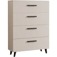 Matkam Schubladen-Kommode Oslo-Fiord in moderner Optik, B80 x H112 x T40 cm, 4 Schubfächer mit Holzgriffen (Kaschmir)