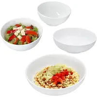 MamboCat 4er Set Schüsseln STABIL je 2x Ramenschüssel Salatschale Porzellan Weiß Pasta