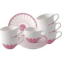 Villeroy & Boch Fleur Couleur Kaffeetassen mit Untertassen