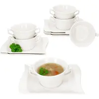 MamboCat 6x Ivory Suppentasse 200ml mit Untertasse Suppenterrine 6 Personen elfenbeinweiß