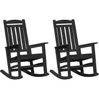 vidaXL Schaukelstuhl 2 Stk. Schwarz Polyethylen