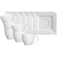 Ritzenhoff & Breker Tasse "Kaffeetassen mit Untertassen Melodie 190 ml 6er Set weiß", weiß, 12 tlg., Porzellan, Trinkgefäße, Tasse
