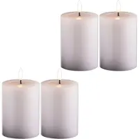 Novaliv 4 Set LED Stumpenkerze mit Timer 6 Stunden weiss Echtwachs LED warmweiss 7,5cm ø 10cm Höhe - 2 AA