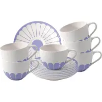 Villeroy & Boch Fleur Couleur Kaffeetassen mit Untertassen