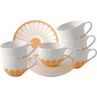 Villeroy & Boch Fleur Couleur Kaffeetassen mit Untertassen