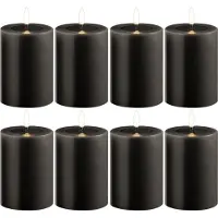 Novaliv 8 Pack kleine LED Stumpenkerze mit Timer grau - 7,5cm ø 10cm Höhe - 2 AA Batterien nötig LED