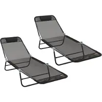 vidaXL Klappbare Sonnenliege 2 pcs Schwarz 182 x 55 x 85,5 cm