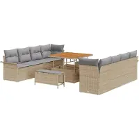 vidaXL Garten-Sofa-Set mit Kissen Beige und Hellgrau 100 x 100 x 71 cm