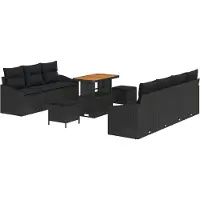 vidaXL Garten-Sofa-Set 10 stk. 9-Sitzanzahl Schwarz
